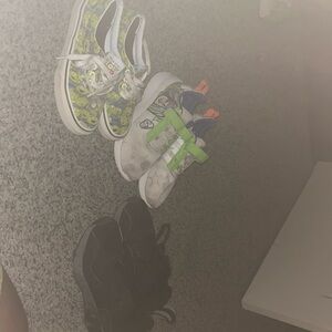 Three pair of boys sneakers, size 2 Adidas Nike vans